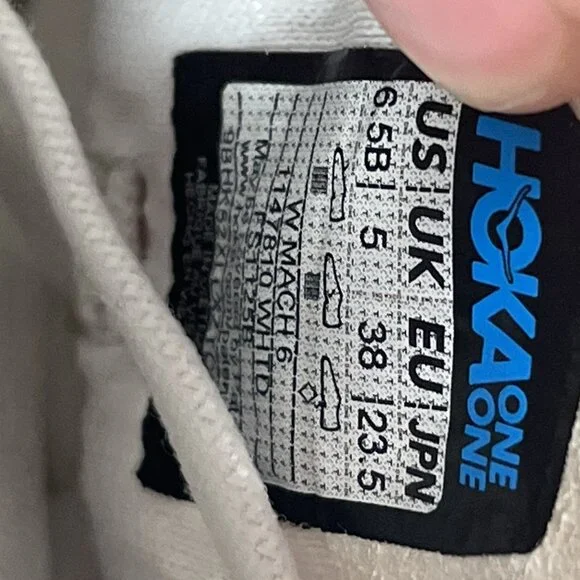 Hoka One One Mach 6 Womens Size 6.5 White Athletic Running Shoes Sneakers - Picture 9 of 9